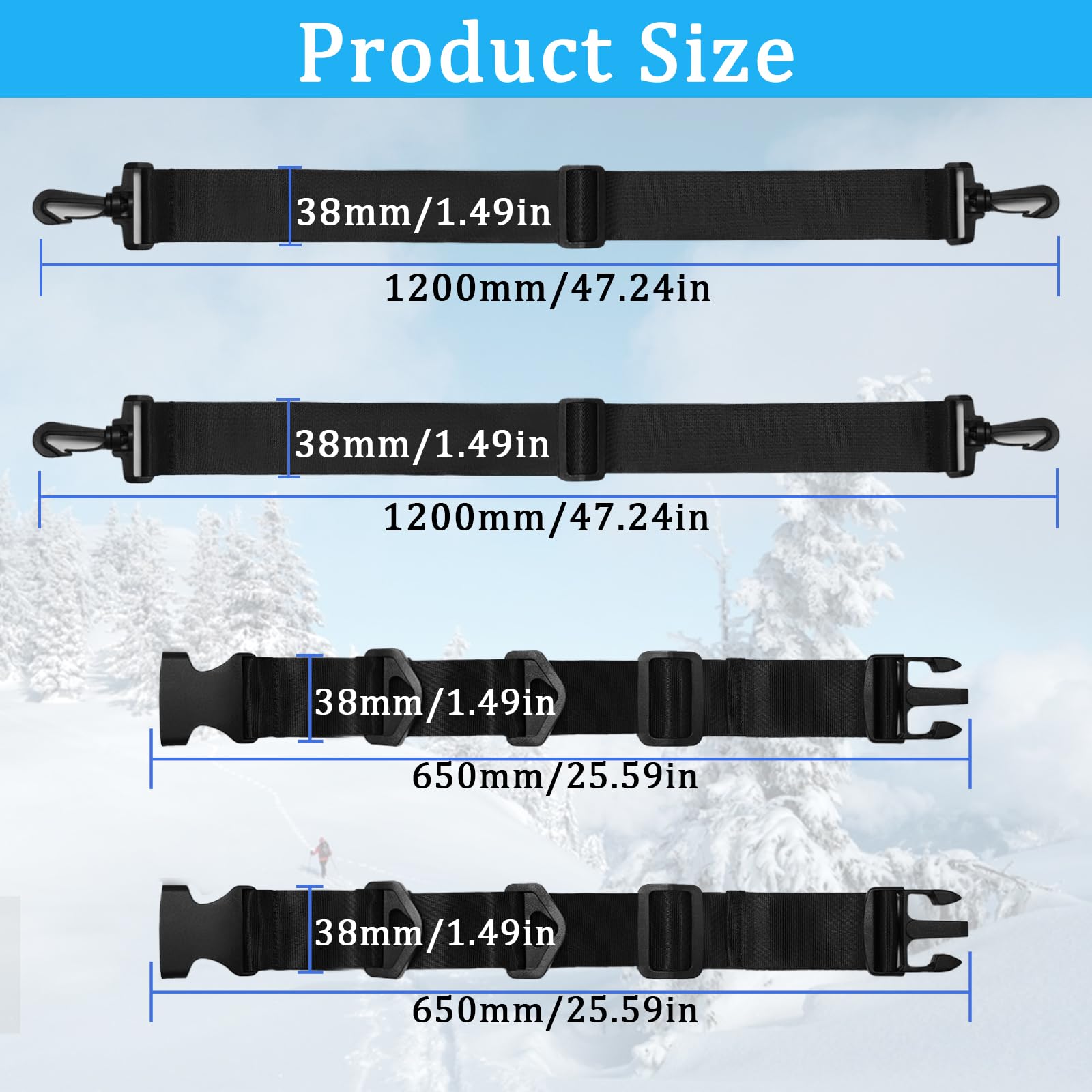 Sangle de Ski Réglable, Porte-Ski, Bandoulière, Accessoires Ski