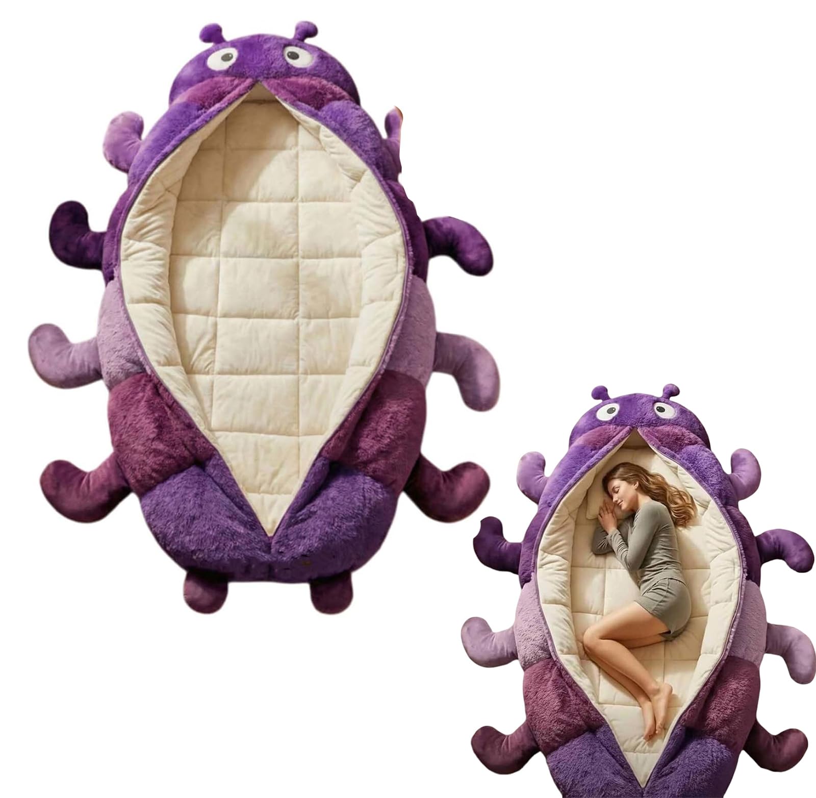 2026 New Catapillar Sleeping Bag, Hugging Caterpillar Sleeping Bags for Adults, Plush Cocoon Lounge Pods with Adjustable Pull Cord, Oversized Caterpillar Sleeping-Bag for Home, Dorm, Travel Naps D