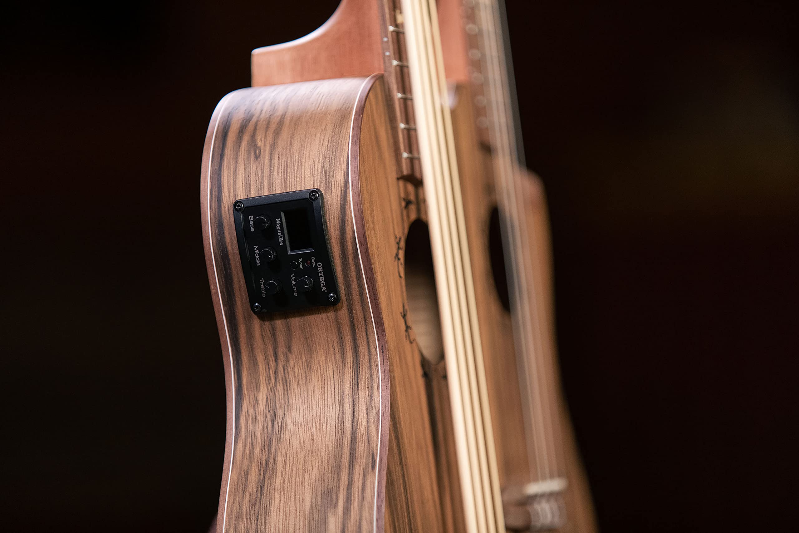 Ortega Guitars Double Neck Ukulele Elettro-Acustico – Tenor, Ukebass – Custom Built Series – Gig Bag Inclusa – Paldao, Natural (HYDRA-BSTE)