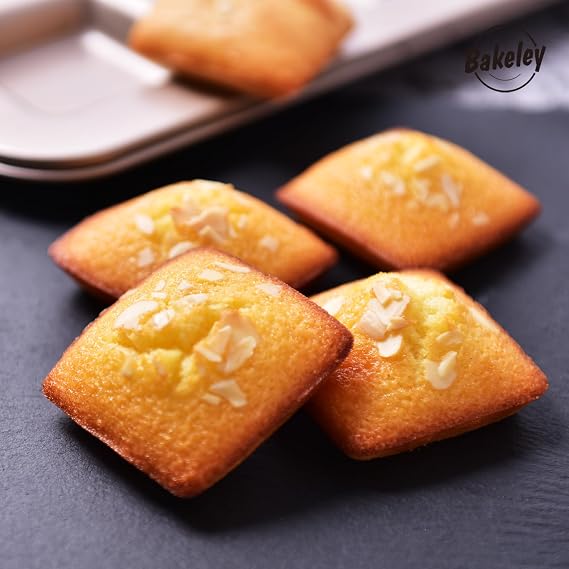 Financier Cake Pan, 9-Cavity Non-Stick Square Muffin Pan Biscuits Cookies Bakeware for Oven Baking (Champagne Gold)
