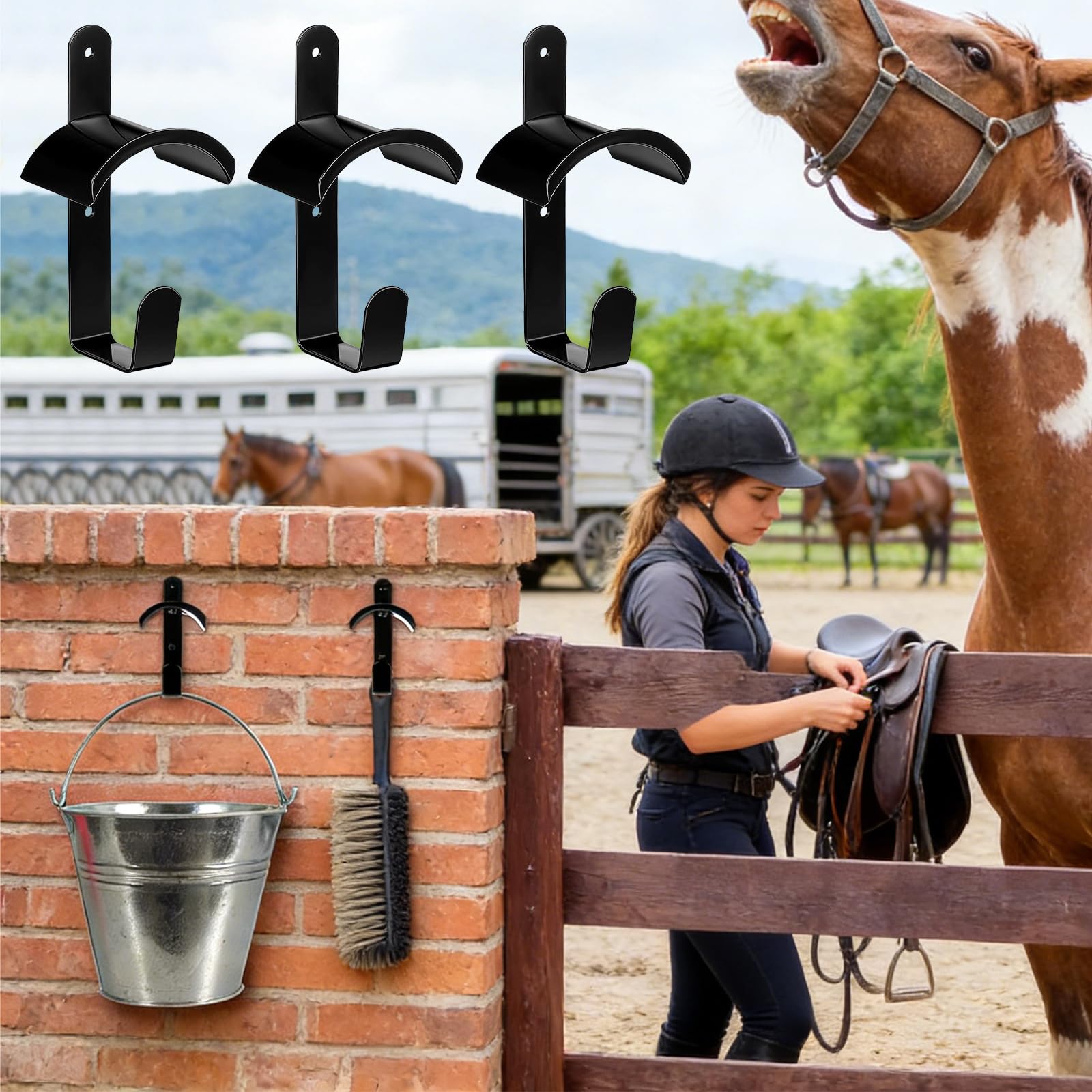 Lot De 6 Bridons Pour Cheval: Generisch Crochet Pour Bride, Avec Vis, Crochet Pour Bride De Cheval Pour La Maison, L'extérieur, La Cour, Le Parc, La Cour, Le Jardin, La Chambre à Coucher