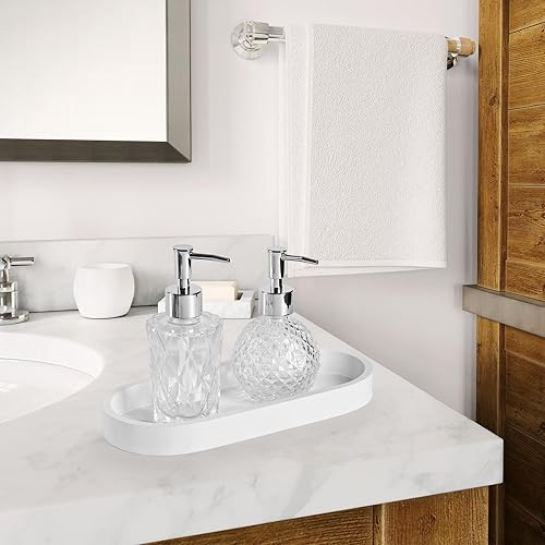 Miniatura 3 de Bandeja ovalada de tocador de baño, pequeño organizador decorativo de bambú para encimera de cocina, tanque de inodoro y tocador, bandeja de velas y