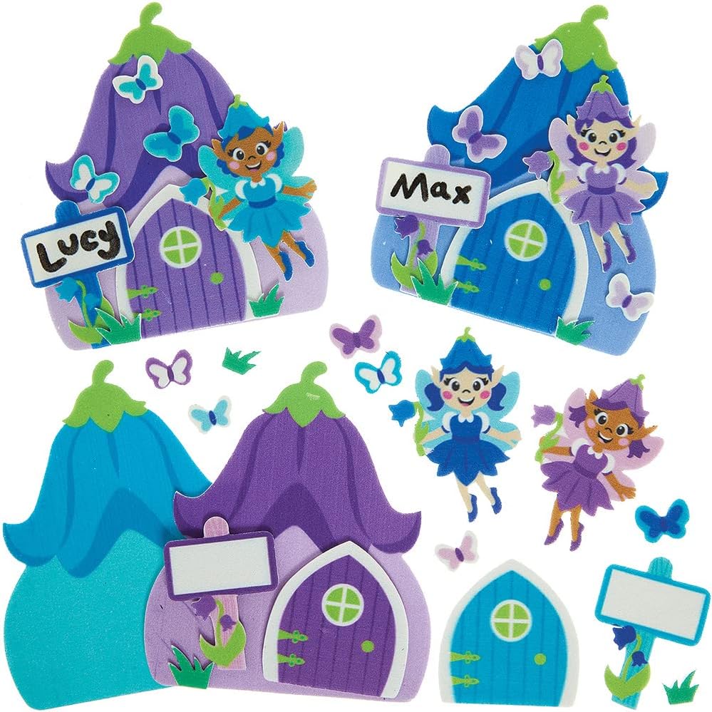 Baker Ross FX459 Bluebell Fairy Door Kits - 4 Pack Foam Craft Kit for Kids