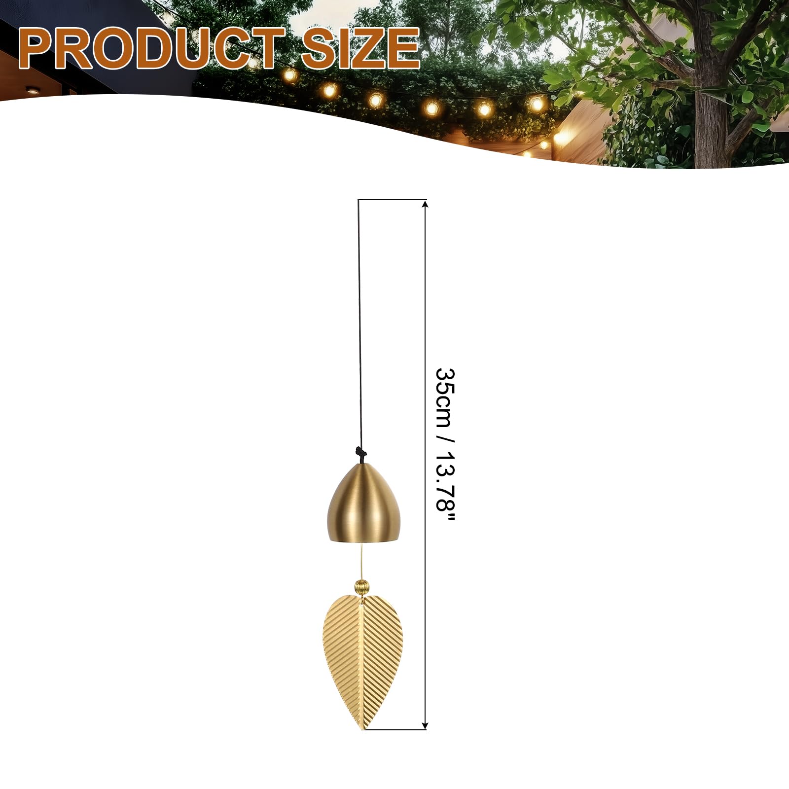 PATIKIL Gold Leaf Hanging Bell 13" - Image 2