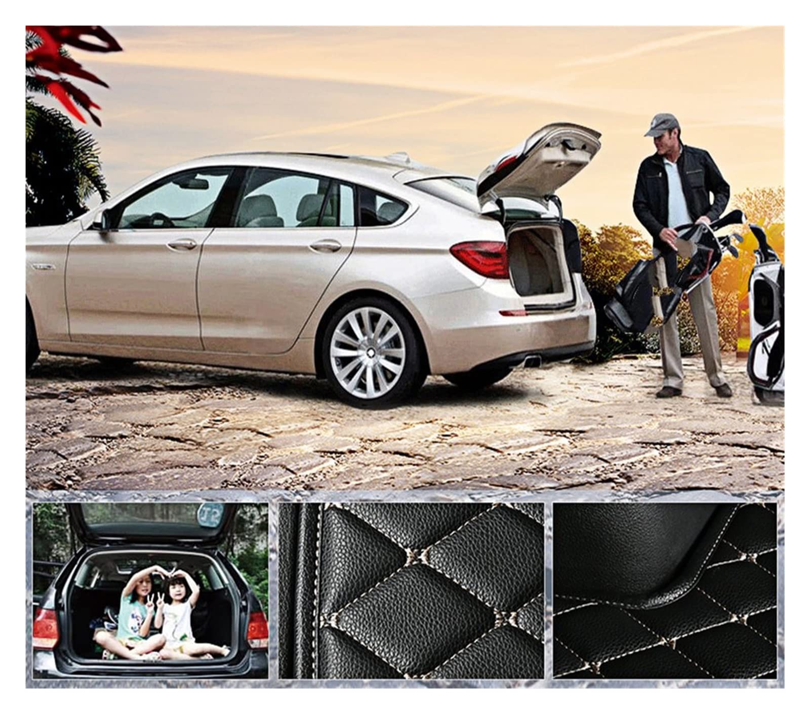 Alfombrillas Bandeja Maletero para Peugeot For207 2009-2014, Alfombrilla De Suelo Clásica Simple para Coche, Almohadilla Protección Antideslizante, Impermeable para Maletero Cuero(C)