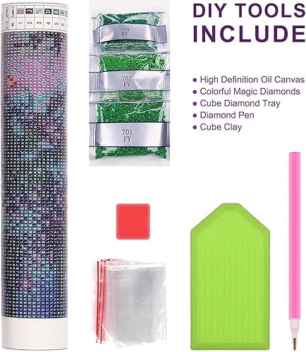 Miniatura 7 de Kits de arte de diamantes para adultos principiantes, paquete de 9 pinturas famosas de bricolaje modernos kits de pintura de diamantes 5D con puntos