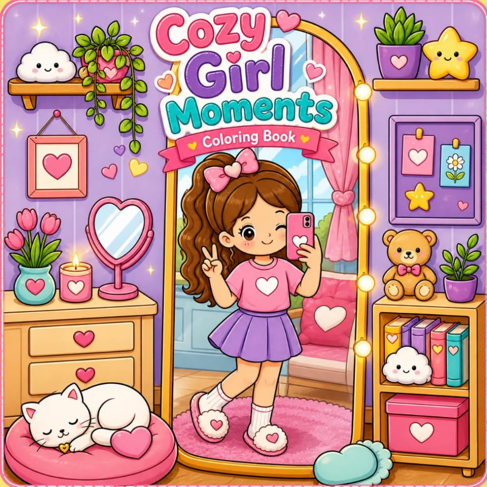 Cozy Girl Coloring Book for Kids Ages 5-10: Cute Self-Care and Relaxing Everyday Moments: Fun, Easy and Relaxing Coloring Pages with Cute Cozy Scenes, Perfect for Girls Ages 5-10