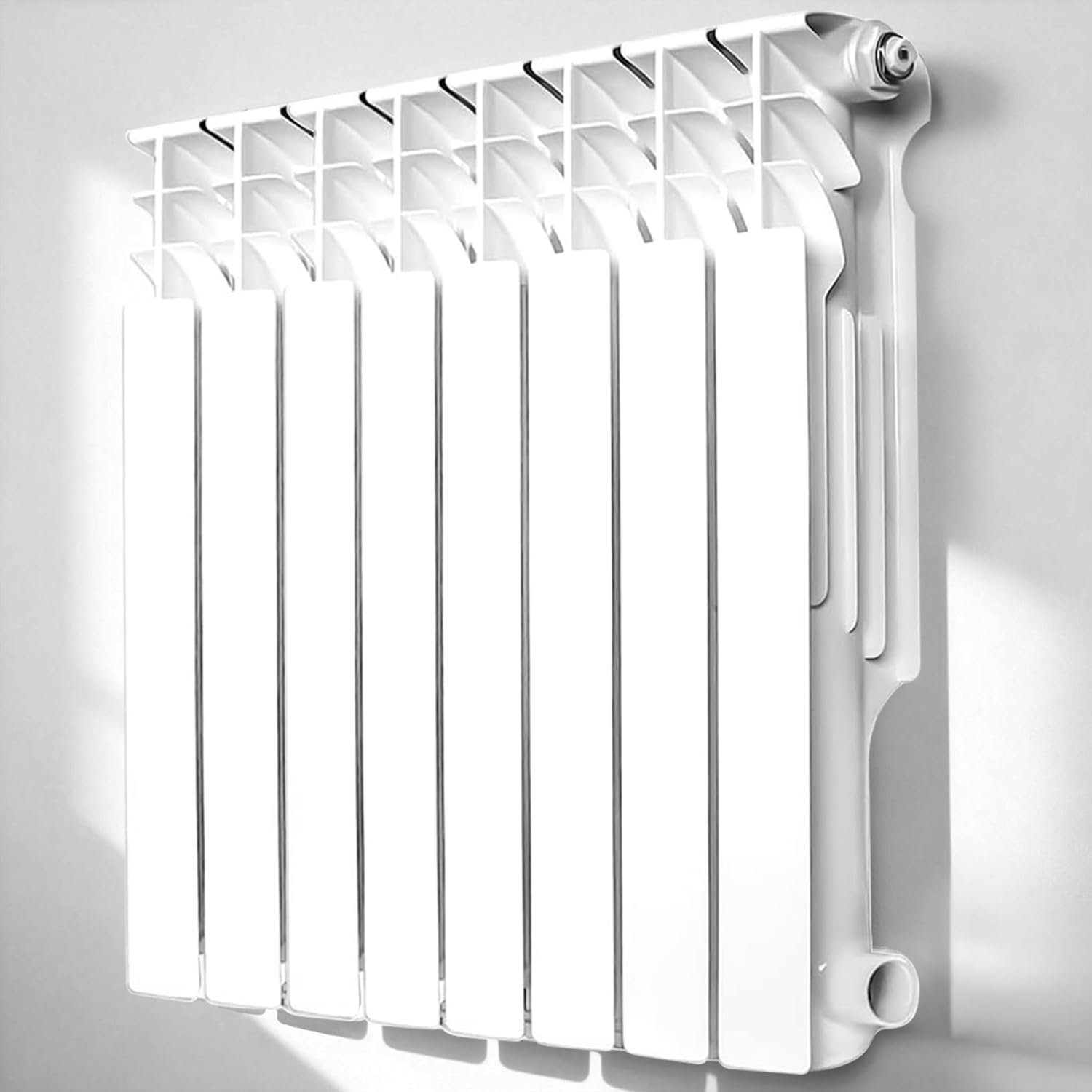 Quiet Energy Saving Hot Water Radiator, 10-Panel Wall-Mounted Aluminum Radiator Heater for Kitchen, Bathroom and Bedroom