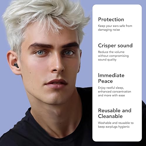 Miniatura 10 de Tapones para los oídos para dormir con cancelación de ruido, tapones para los oídos de silicona ultrasuave para dormir, tapones para los oídos