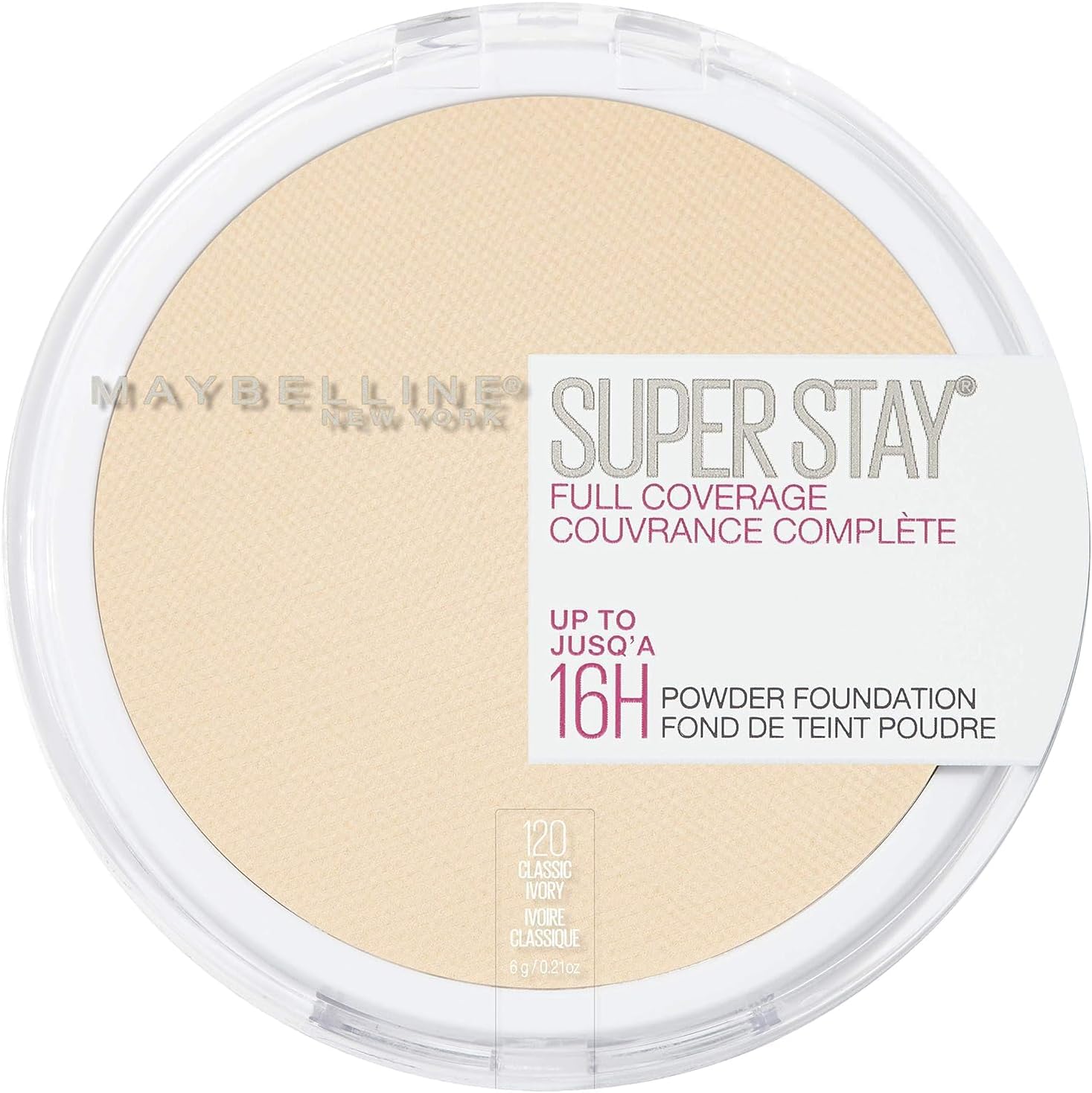 New York Super Stay Full Coverage Powder Foundation Makeup, Up to 16 Hour Wear, Soft, Creamy Matte Foundation, Classic Ivory, 1 Count
