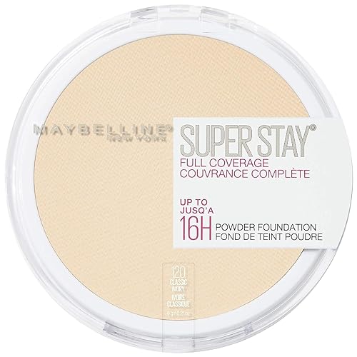 Maybelline - Base de maquillaje en polvo Super Stay de cobertura completa, hasta 16 horas de uso, base suave y cremosa mate, Classic Ivory, 1 unidad