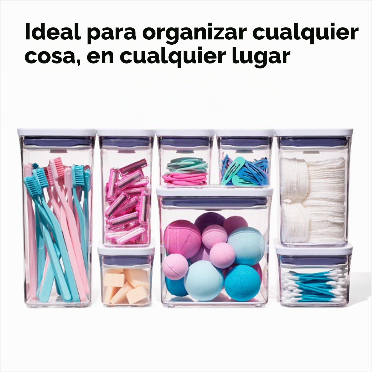 OXO Good Grips 6 Piece Large Canister Set with Scoops 6 Piezas Pop, Plástico, Blanco, Transparente