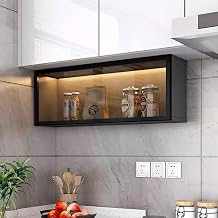 Duvara vitrin, kap lar ve LED  k, yer tasarrufu sa layan, mutfak, banyo ve yemek odas  i in ideal Kolay kurulum delmeden ve fonksiyonel. Gri   70 x 19 x 30 cm.