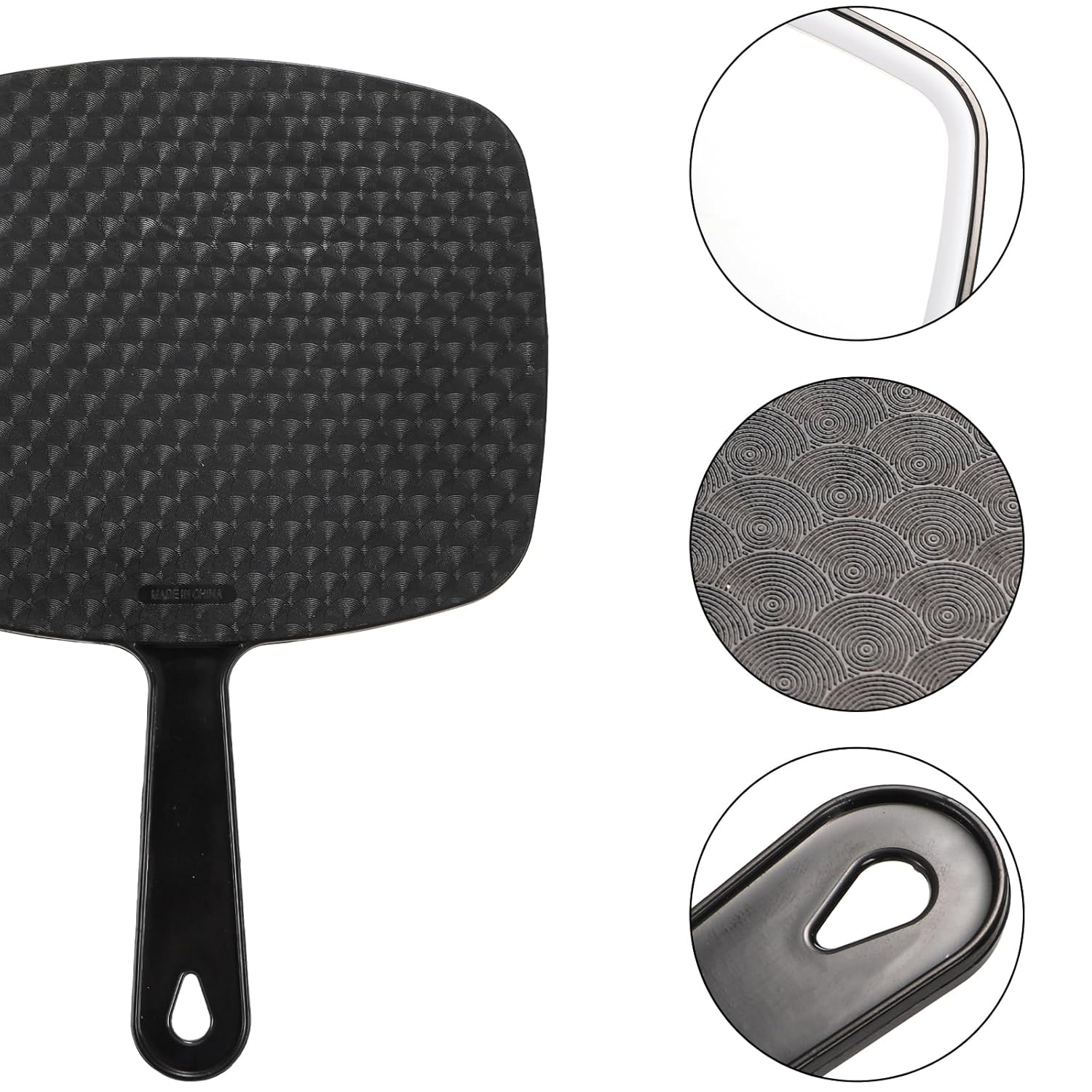 Covzoe 12 Pack Hand Mirror, Handheld Makeup Mirror with Comfy Handle, 7.4 x 10.4 Inch Black Cosmetic Mirror Wall Mount for Home Bathroom, Single Sided Vanity Mirror for Travel, Salon, Barbers