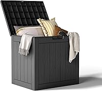 KFY 35 Gallon Waterproof Resin Deck Box with Lockable Latch - UV-Resistant Outdoor Storage for Patio Cushions, Garden Tools, Black