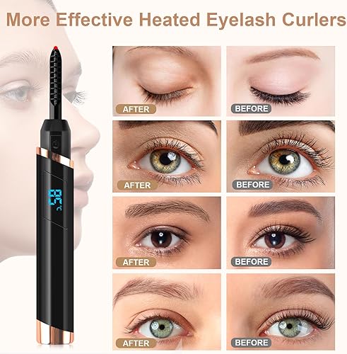 Miniatura 5 de DUST2OASIS Rizador de pestañas calentado rizadores de pestañas eléctricos rizador de pestañas recargable con peine de pestañas para maquillaje