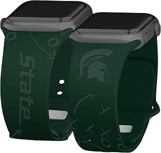 Michigan State Spartans Full Band Engraved Silicone Watch Band Compatible with Apple Watch
