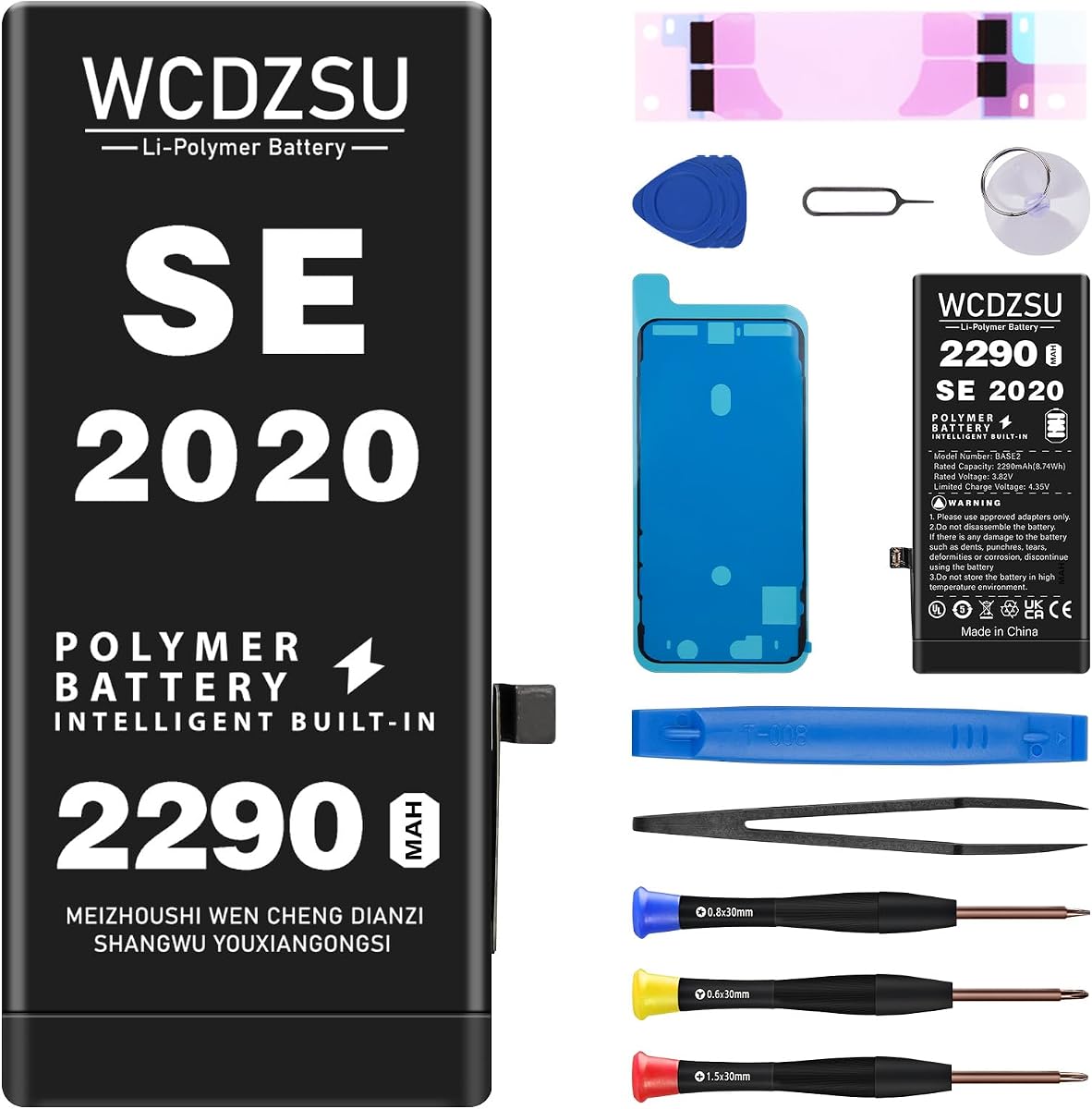Battery Replacement for iPhone SE 2nd Generation 2290mAh High Capacity SE2020 New 0 Cycle Battery for iPhone SE 2020 SE2 with Full Repair Tool kit Model A2275 A2296 A2298