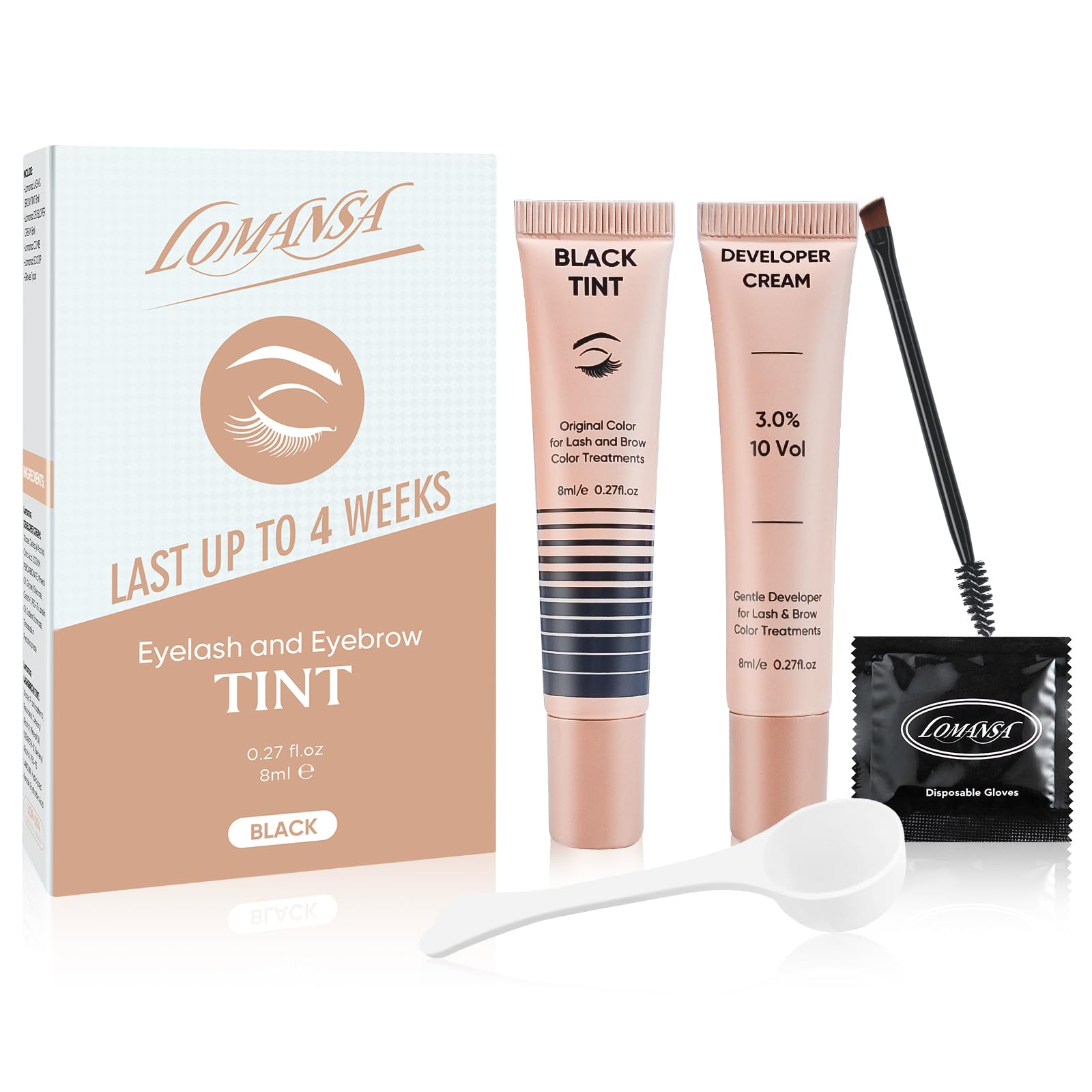 Lash Color Kit Black Instant Eyelash Color Kit, 8-Minute DIY Color with Keratin, Natural-Looking Fuller Lashes, Lasts Up to 4 Weeks