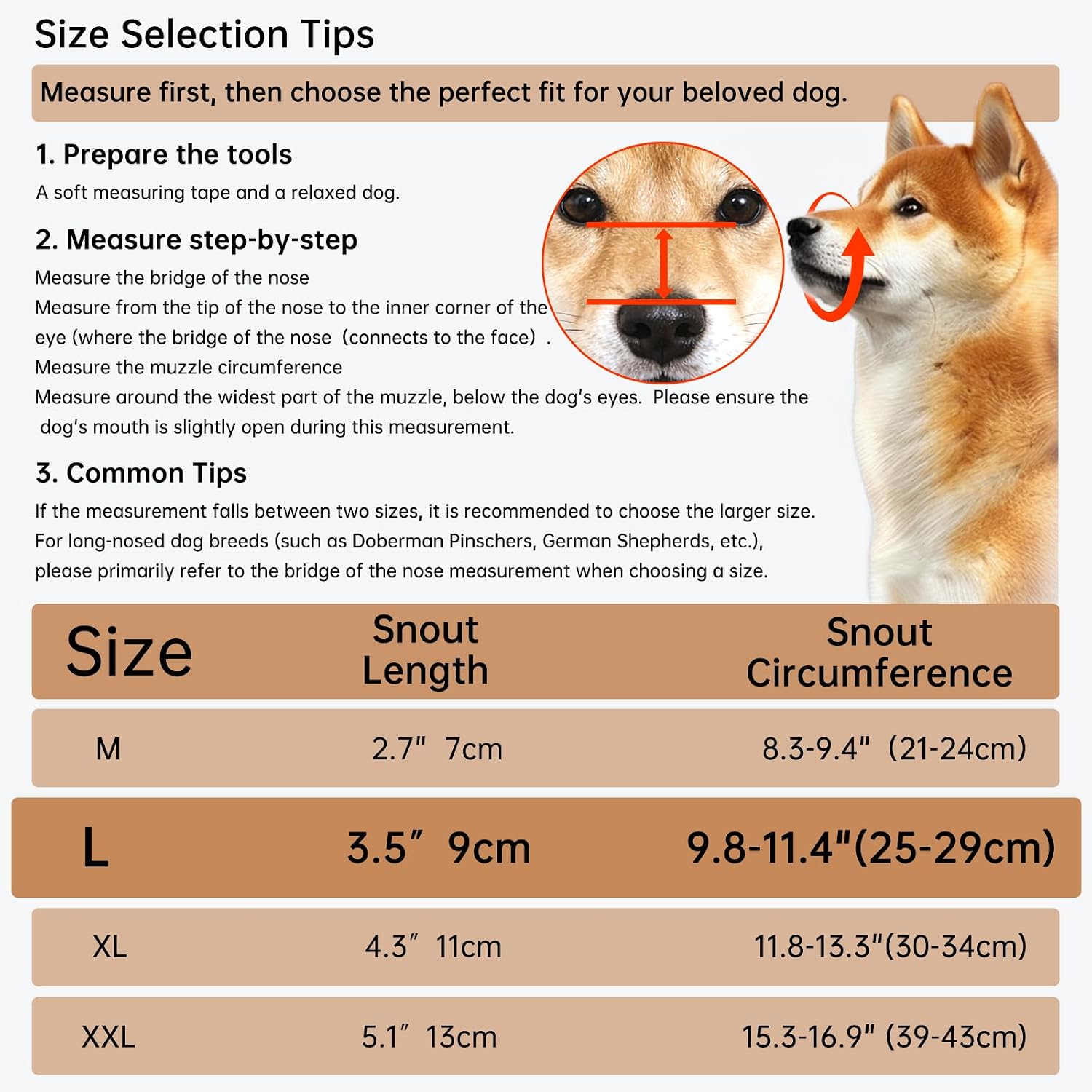 Dog Muzzle: Basket Silicone Dog Muzzles - Prevent Biting, Chewing and Scavenging - Allow Drinking - Adjustable Muzzles Medium Large Sized Dogs - Soft, Lightweight, Breathable (L, Black)