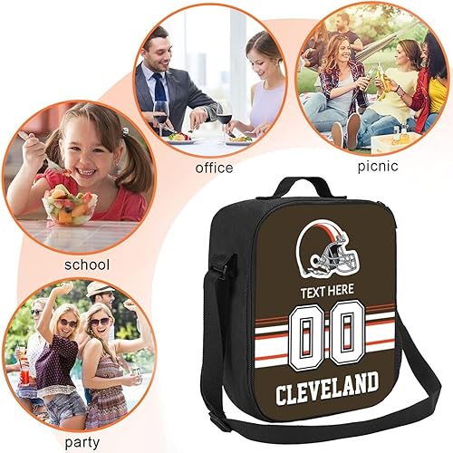 Vista 169 de Bolsa de almuerzo personalizada de Nueva Inglaterra, regalos para hombres, mujeres, fanáticos, con nombre y número personalizados, correas de hombro
