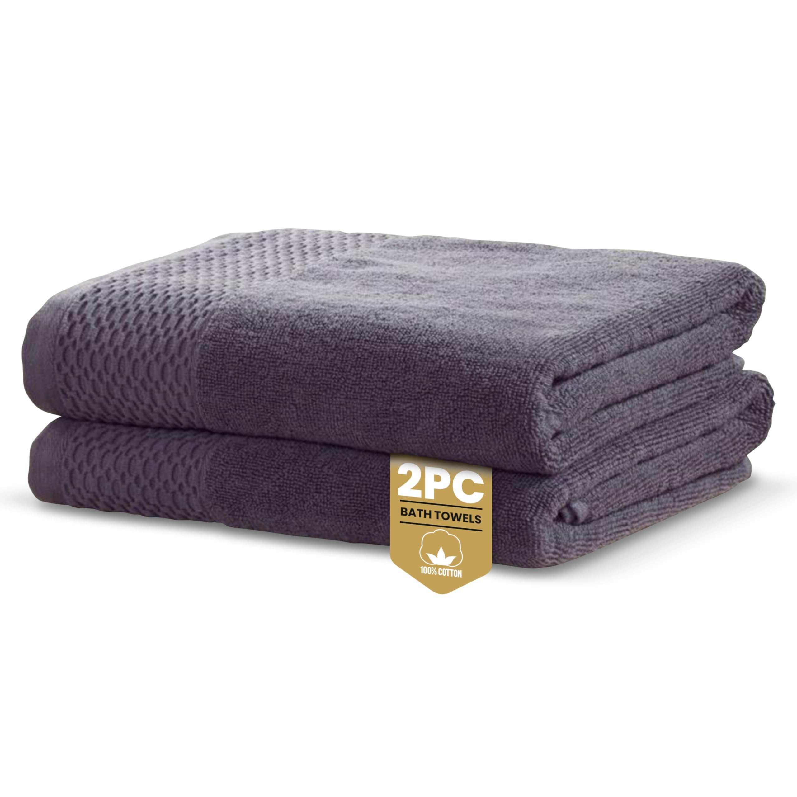 Rapport HomeEden Weave Bath Towels 2-Pack | Steel Grey, 70x120cm | 100% Cotton 500gsm | Oeko-Tex Made in Green & BCI Certified