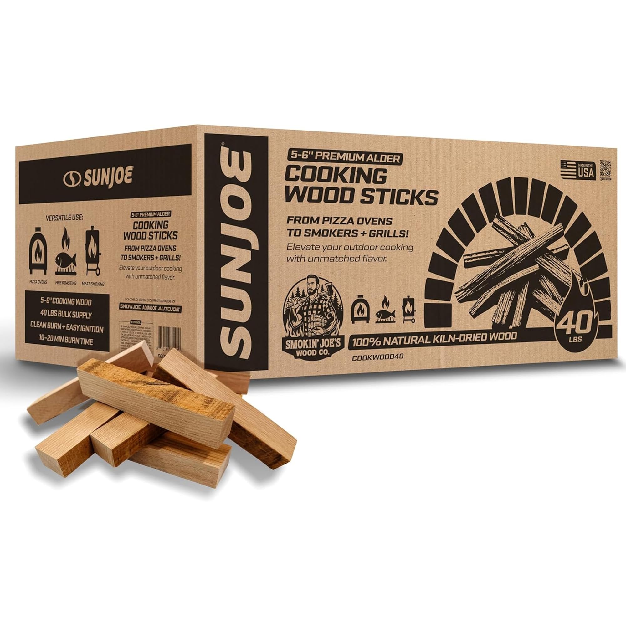 Sun Joe COOKWOOD40 Alder Cooking Sticks
