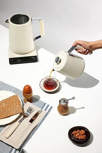 Miniatura 7 de SAKI TeaSmart - Tetera eléctrica turca, tetera eléctrica doble de 110 V, juego de té turco sin BPA de acero inoxidable 304, indicador LED, apagado