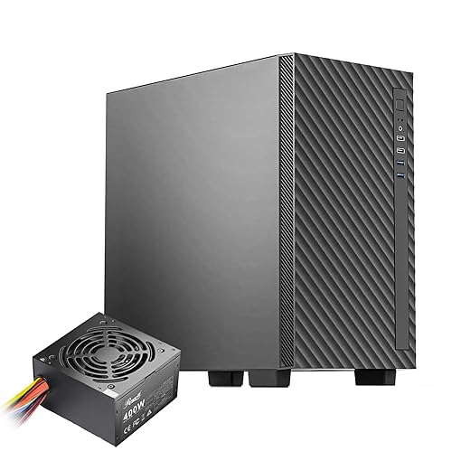 Rosewill FBM-X5 Micro ATX Mini Tower Desktop Gaming & Office PC Computer Case with Pre-Installed 400W Power Supply, 240mm / 280mm AIO Support, 2X USB 2.0, 2 USB 3.0, 1x 120mm PWM Fan