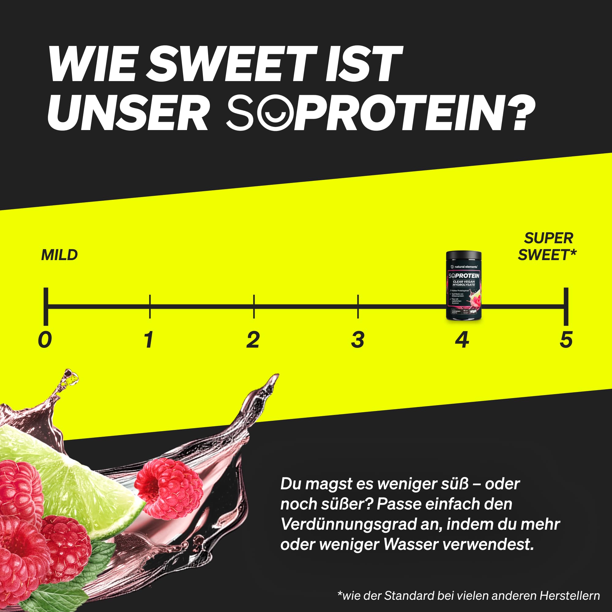 natural elements Clear Vegan Hydrolysate 450g – Raspberry Mojito – Proteinpulver – erfrischender Protein-Shake – ohne Whey Isolate – in Deutschland produziert & laborgeprüft