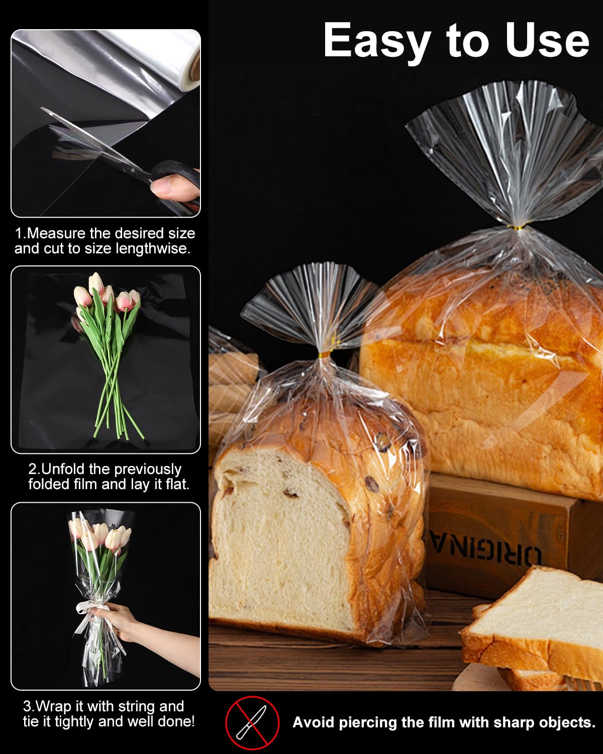 Papier Cellophane Transparent - Rouleau 86 Cm X 30 M, 3 Mils, Pour Emballage Cadeaux - 8