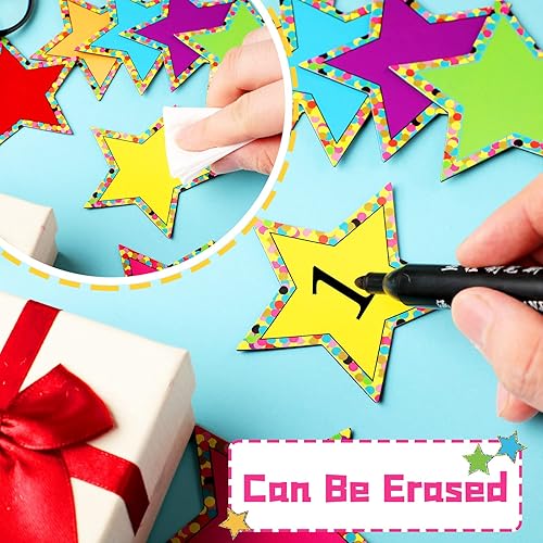 Miniatura 2 de 32 piezas de estrellas con detalles magnéticos de números, estrellas, pizarra blanca, imanes coloridos para nevera para escuela, profesor, oficina,