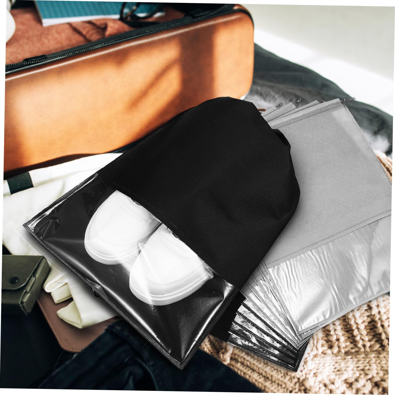 20pezzi Borsa Per Scarpe Da Viaggio Coulisse Sacchetto Per Scarpe Trasparente Portatile Adatto Per Pantofole e