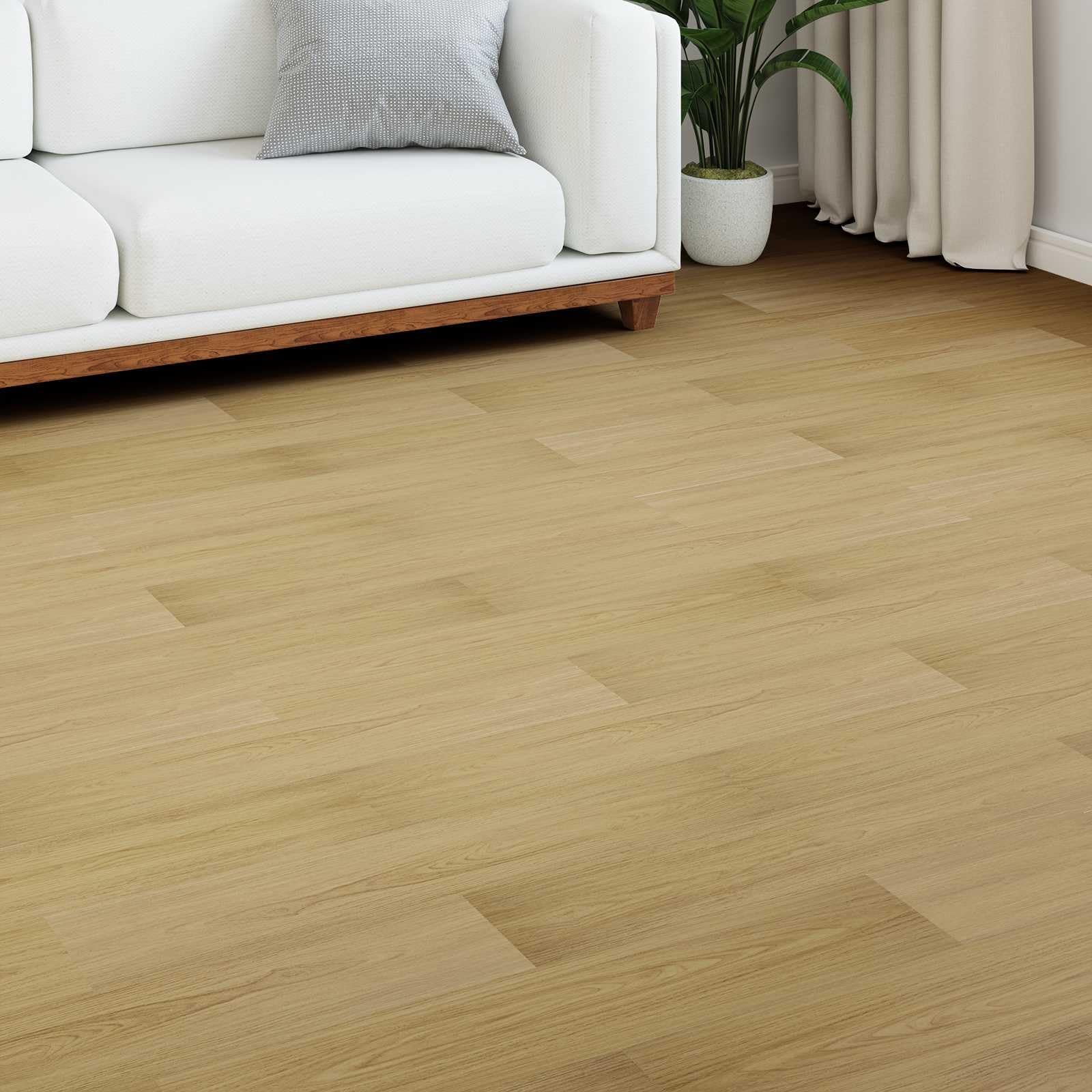 Pavimento in laminato in legno color crema pallido, 101 x 20 x 0,8 cm, 5 pezzi, sistema a click, facile da pulire, per soggiorno, camera da letto, ristrutturazione, effetto legno realistico e