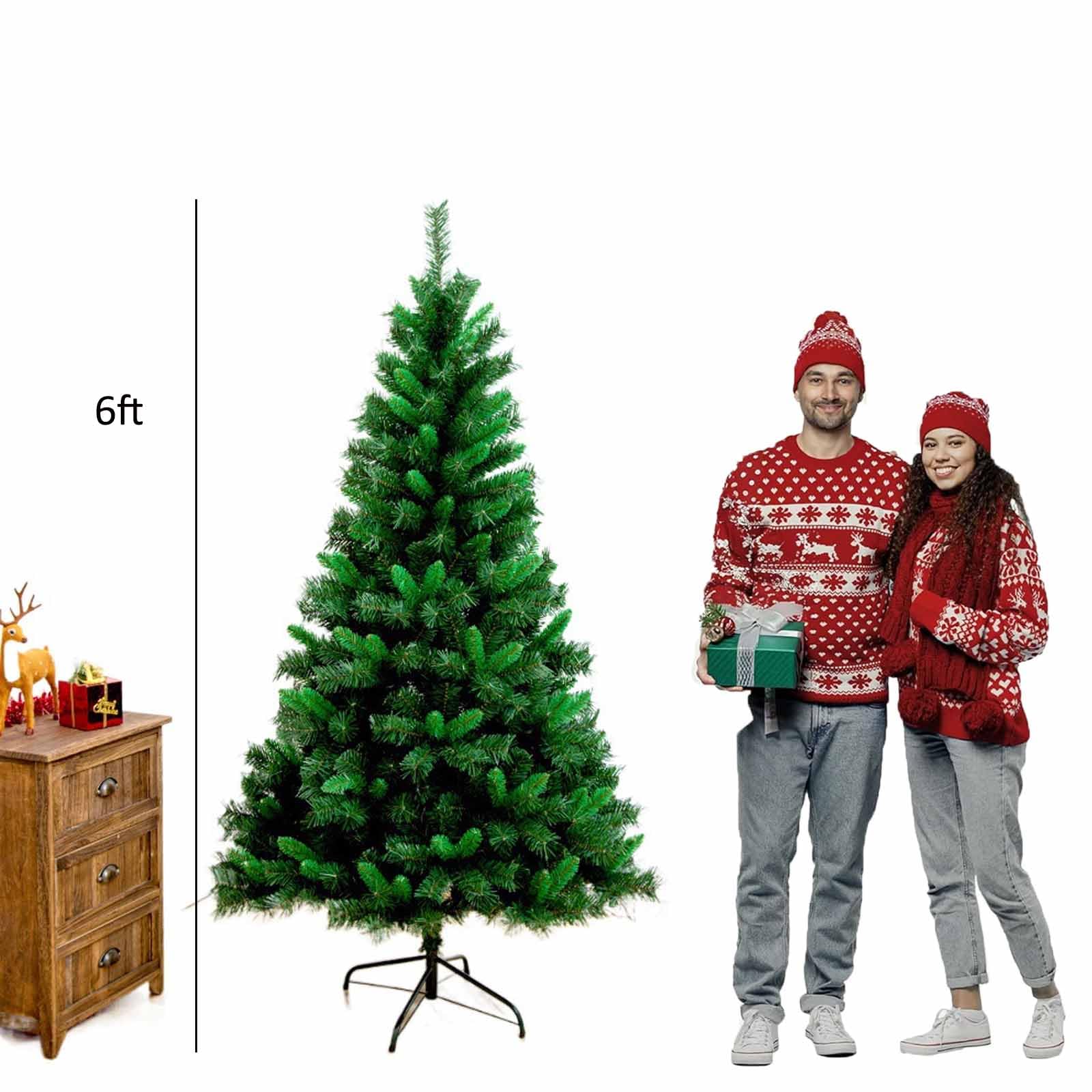 Fuß großer künstlicher Weihnachtsbaum mit stabilem Metallsockel. Üppiger Weihnachtsbaum für Zuhause, Büro, Geschäft und Partydekoration. Einfach aufzubauen
