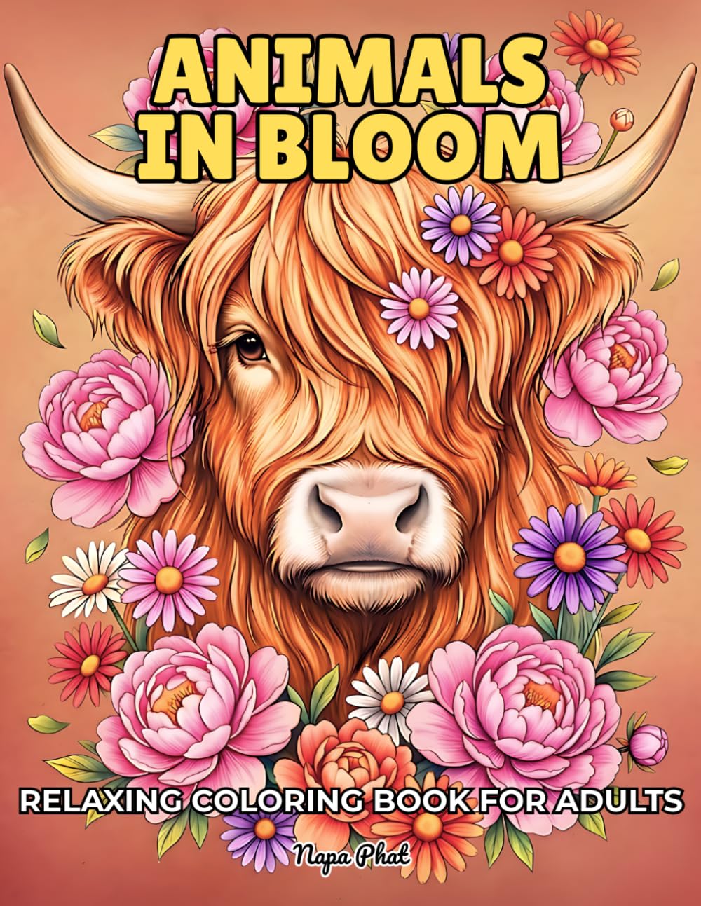 Animals in Bloom: A Relaxing Grayscale Coloring Book for Adults with Cute Animal and Flower Designs for Stress Relief and Creative Escape