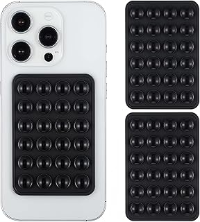 Ankhgiftshop Phone Mount Suction Cup Holder, 2-Pack Black Silicone, Non-Slip Adhesive Stand for Selfies and Videos