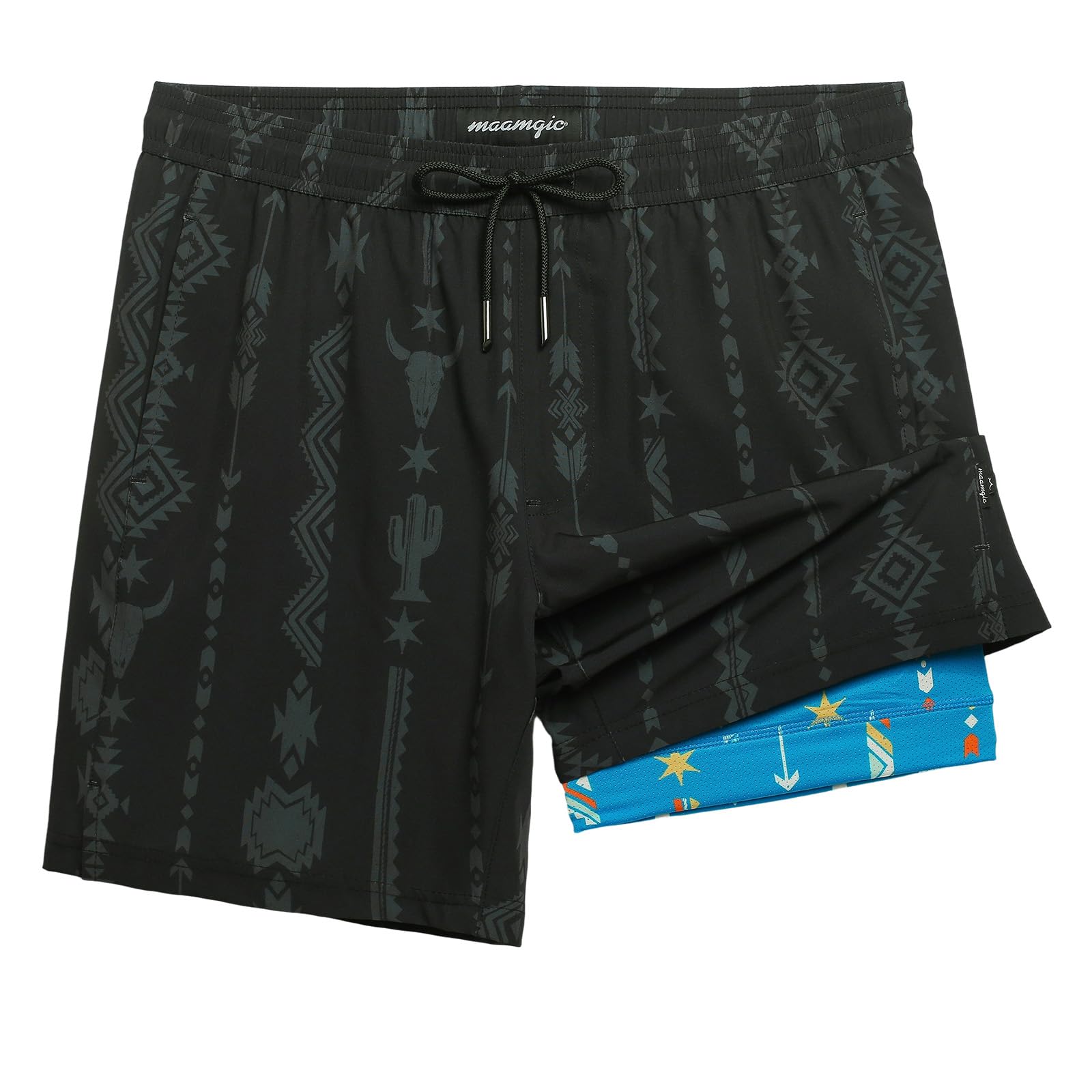 maamgic Mens Swim Trunks with Compression Liner 7 Inch Inseam Mens Bathing Suit Quick Dry Swimming Trunks Swimsuit