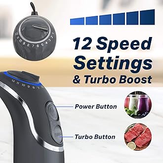 Mueller Austria Hand Blender, Smart Stick 800W, 12 Speed and Turbo Mode, 3-in-1, Titanium Steel Blades, Comfygrip Handle.