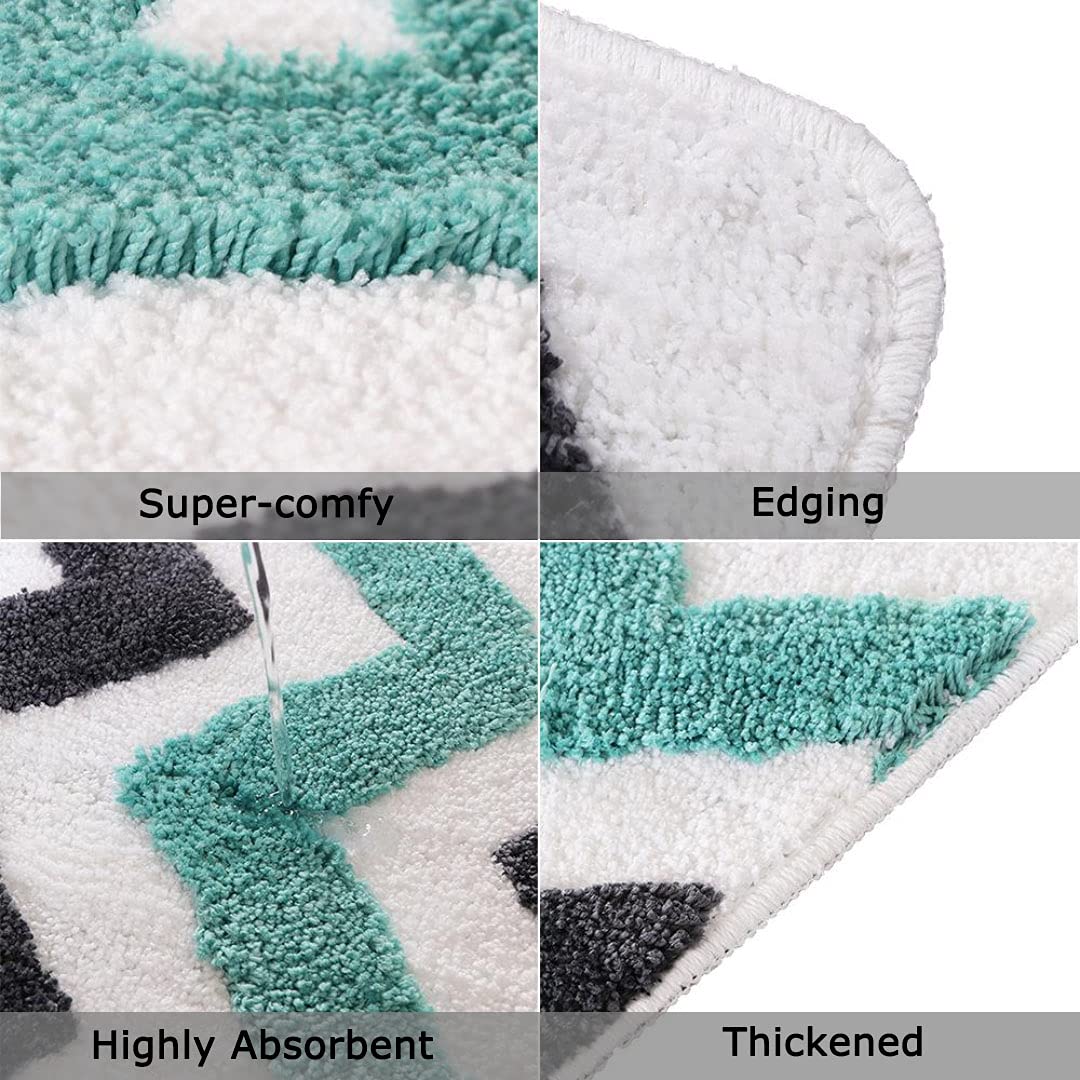 U/D Alfombra De Baño De 4 Piezas, Juego De Baño Antideslizante, Extra Suave Y Absorbente, Fácil De Limpiar, Alfombras De Ducha Lavables A Máquina,Multi colored2