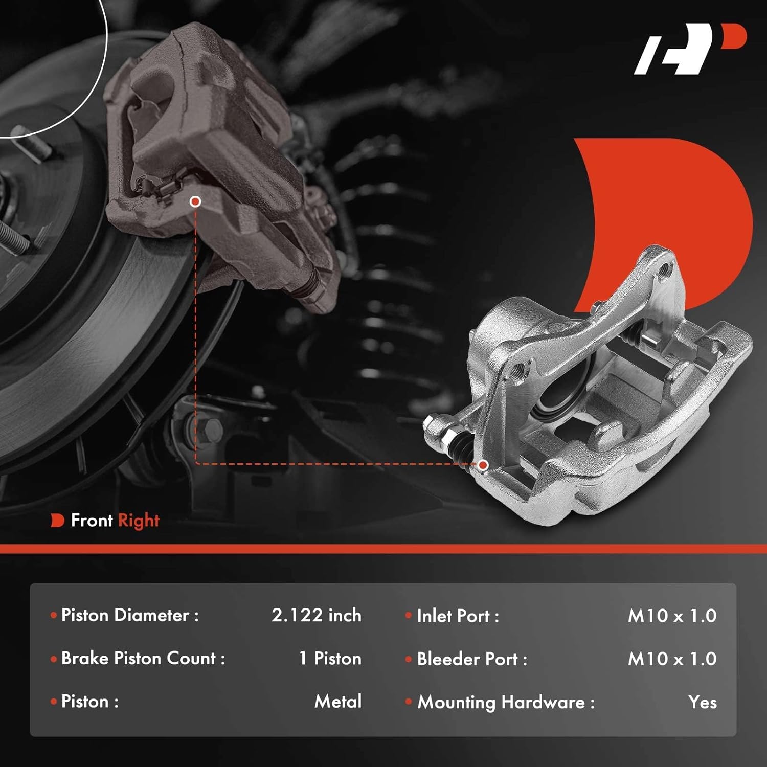 A-Premium Disc Brake Caliper Assembly with Bracket Compatible with Select Hyundai and Kia Models - Accent 2018-2021, Rio 2012-2020, L4 1.6L - Front Right Passenger Side