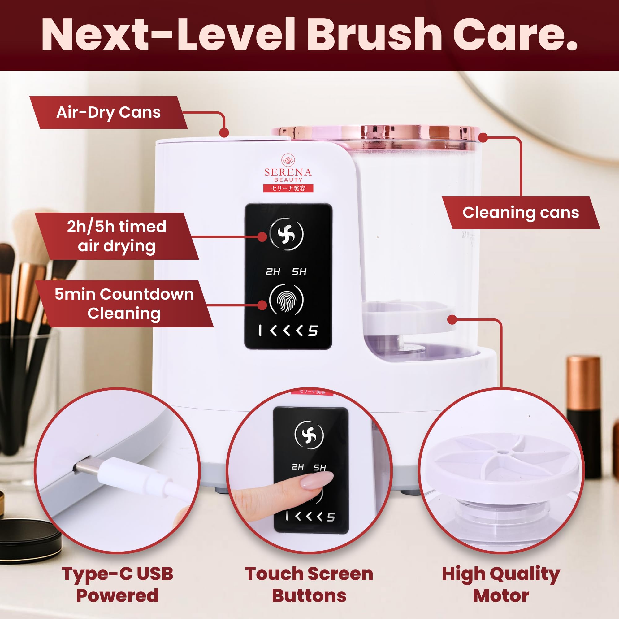 Macchina automatica elettrica per la pulizia dei pennelli da trucco - Pulitore e asciugatrice automatico 3 in 1, alimentato tramite USB, 5 minuti di auto-ciclo, pulisce e asciuga più
