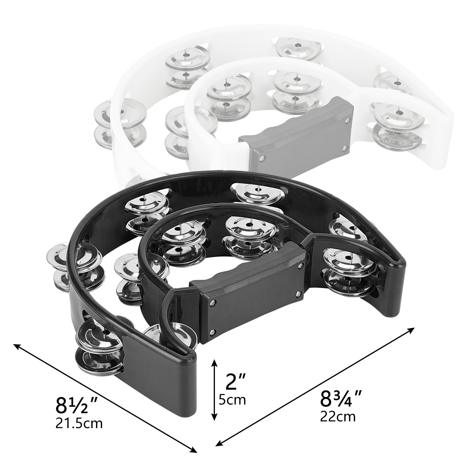 Musiin Double Row Metal Jingles Half-Moon Tambourine Versatile Pro Percussion for Dynamic Performances(2packs) - Image 2