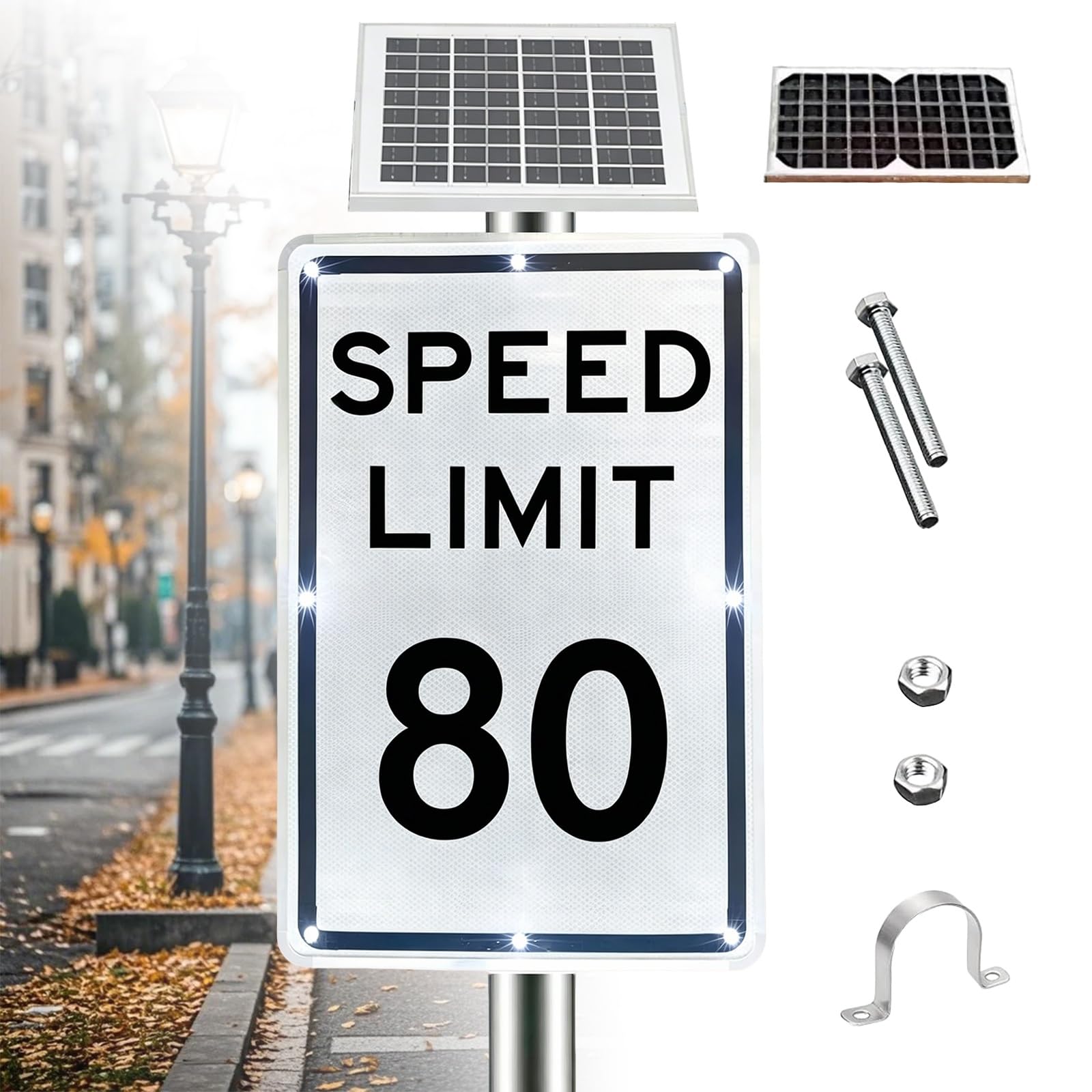 18"X 24"Solar Active Traffic Sign, Road Traffic Warning Sign