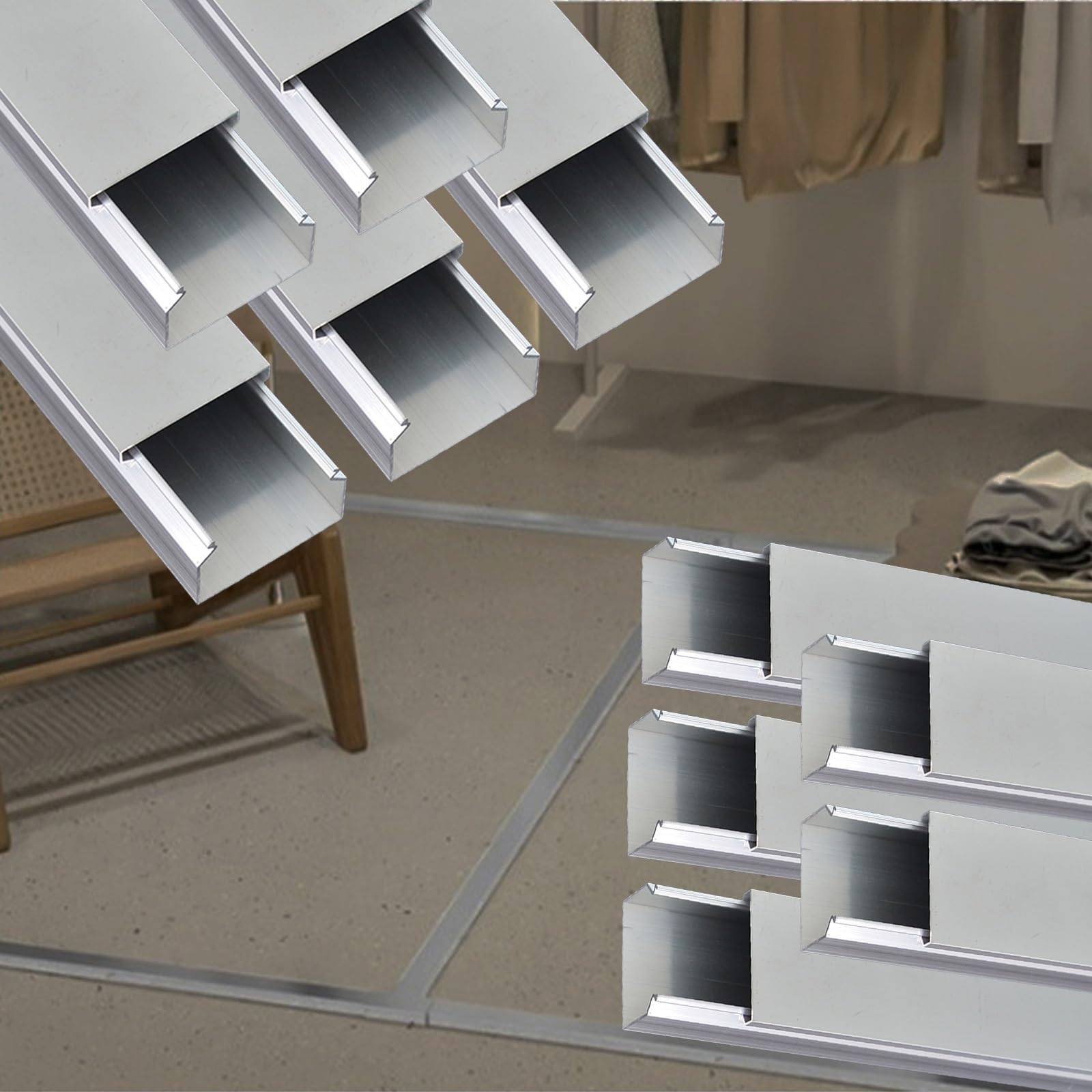 kabelkanal 2, 4 Oder 10 Stück Robuste Kabelkanäle, Kabelkanal-Metallabdeckung Für Fabriken/Garagen/Wohnungen, Selbstklebender Kabelschutz Aus(10 PCS,L W H 100CM x 5CM x 3CM)