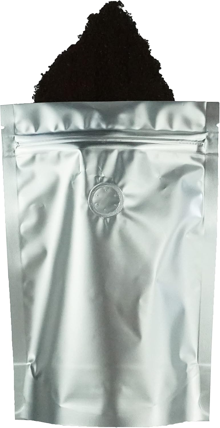 QQ Studio Foil Coffee Packaging Bags with Zipper and Degassing Valve for Whole and Ground Coffee (Silver, 4oz (Pack of 50 Bags))