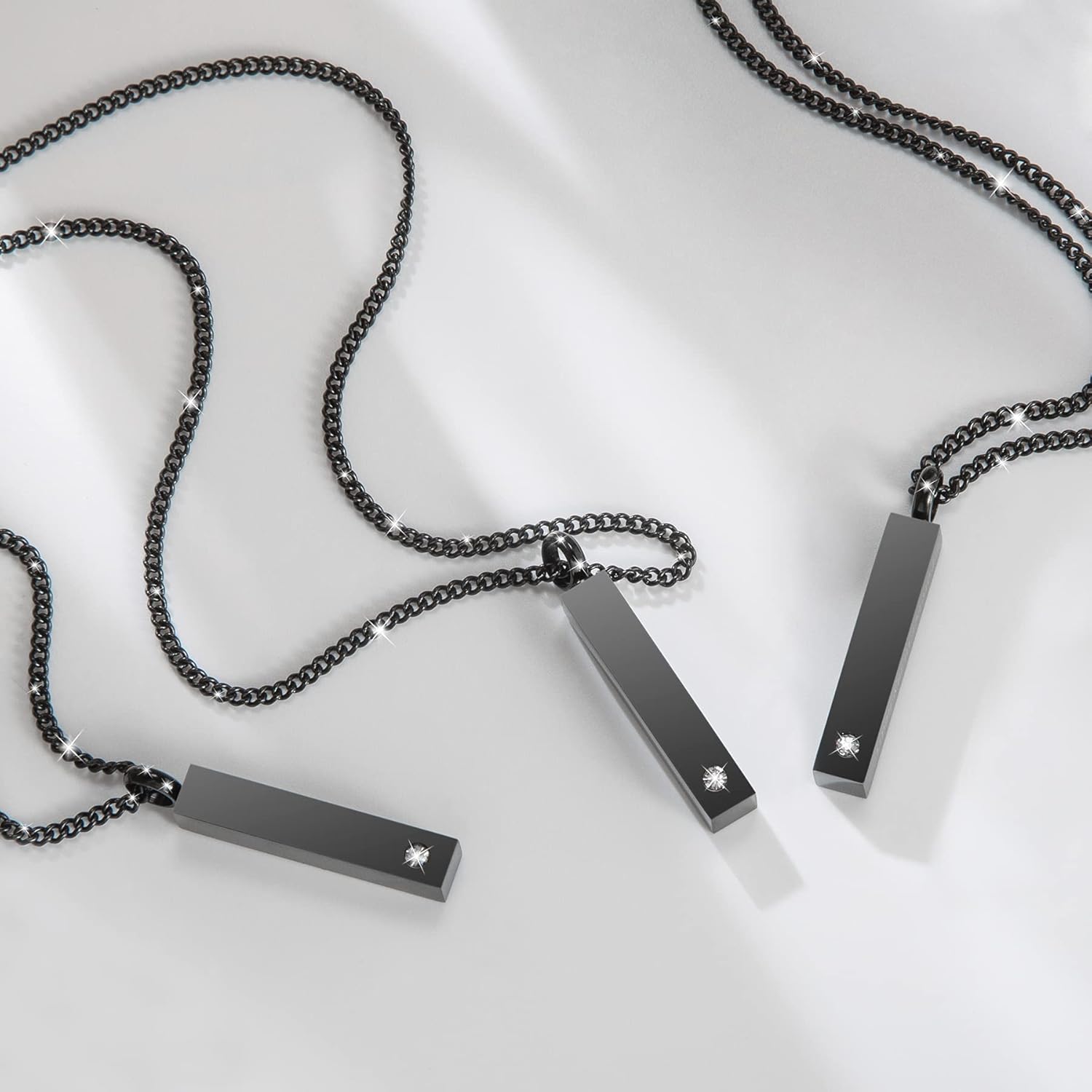 Crystal Black Cremation Jewelry for Ashes Silver Urn Necklace for Ashes, Birthstone Cube Urns Memorial Ashes Necklace Pendant Keepsake, Cremation Urn Jewelry Bar Locket With CZ - Image 2