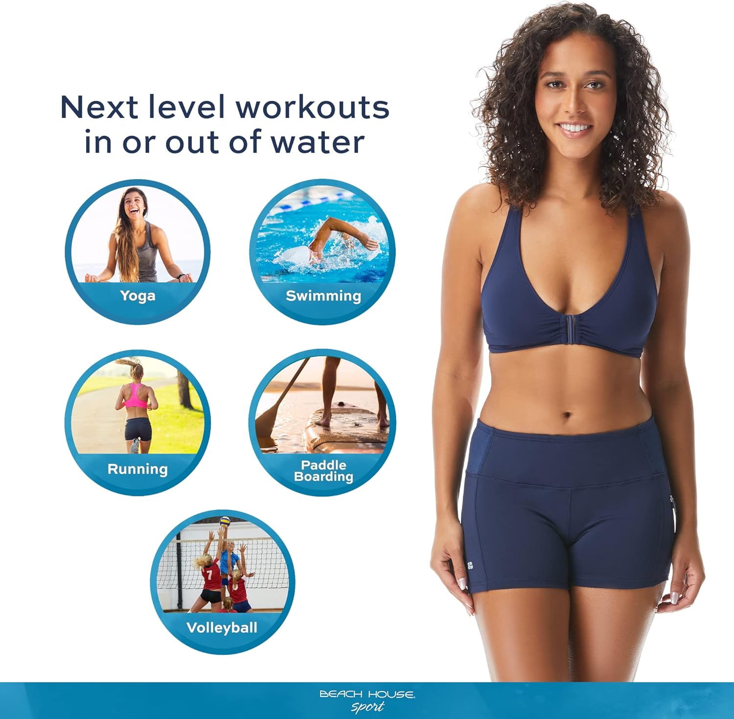 Beach House Chandra Workout Swim Shorts - Quick Drying Yoga, Running, Swim, Volleyball