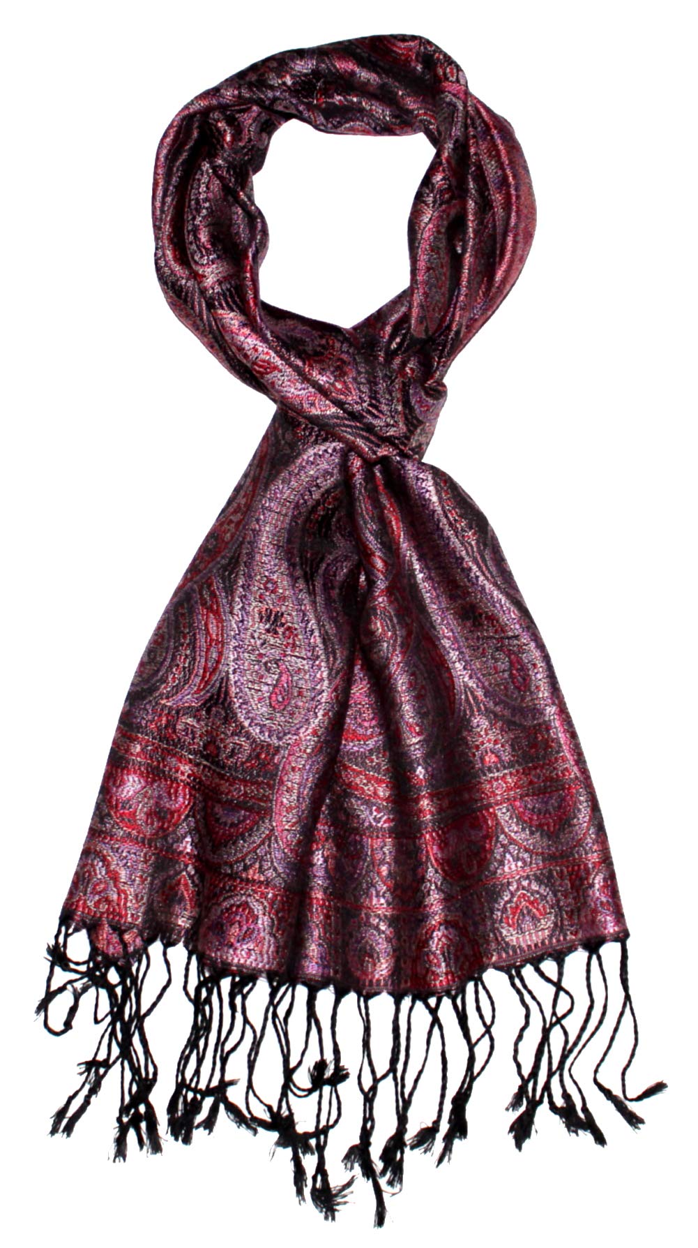 Lorenzo Cana Bufanda de seda para mujer, bufanda de seda 100% tejido bufanda de mujer elegante Paisley patrón multicolor, rojo oscuro, Talla única