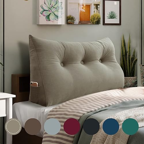 homecozy Almohada de cabecera de cuña para dormitorio, almohada de lectura para la espalda, soporte para sentarse en la cama, cojín lumbar,